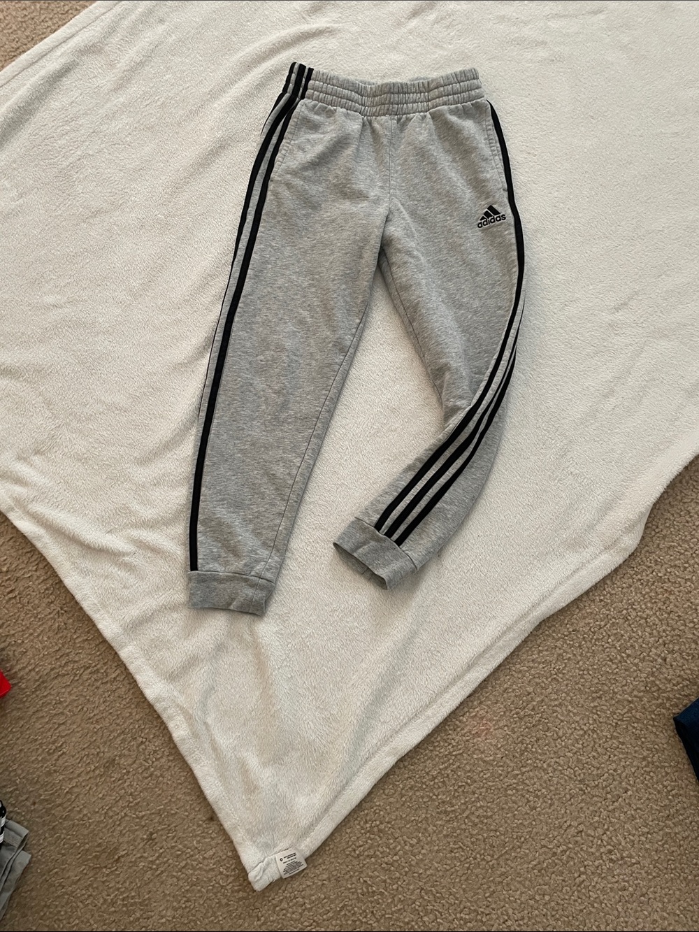 adidas Gray Sweatpants with Black Side Stripes - Kids